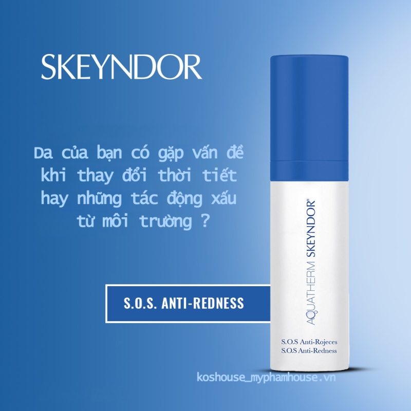 Skeyndor Aquather Sos Anti Redness 30ml - Serum phục hồi cấp tốc cho da mẩn đỏ và nhạy cảm